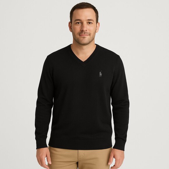 Polo Ralph Lauren Men's Sweater XLT Tall 100% Merino Wool Washable V Neck - Picture 1 of 8